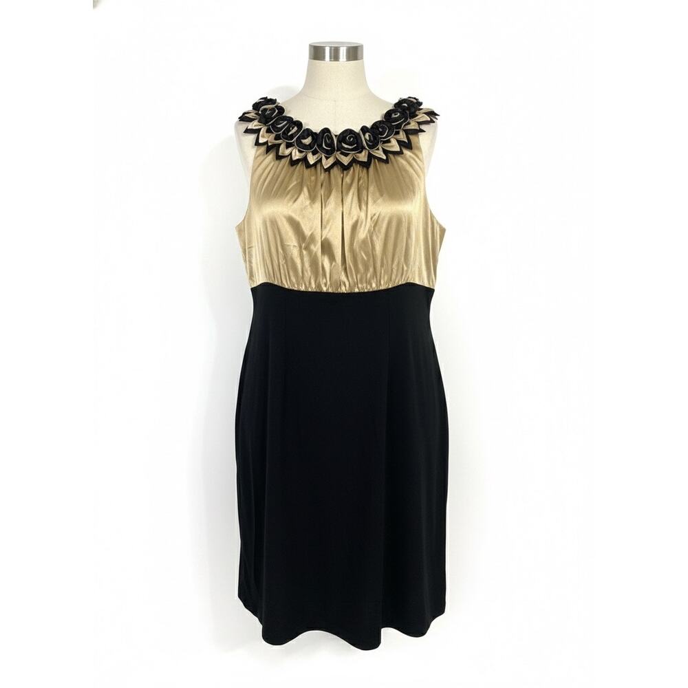 Black & Gold Sleeveless Party Dress Size L Made in USA